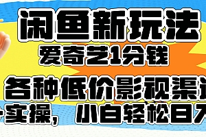 闲鱼新玩法,爱奇艺会员1分钱及各种低价影视渠道,小白轻松日入500+