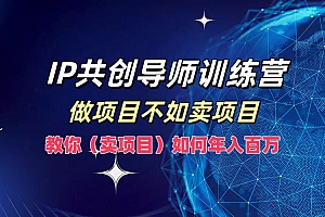IP共创导师训练营,如何实现年入百万,做项目不如卖项目,教你(卖项目)