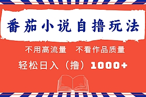 番茄小说最新自撸 不看流量 不看质量 轻松日入1000+