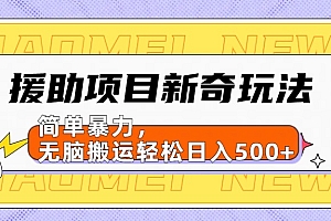 援助项目新奇玩法,简单暴力,无脑搬运轻松日入500+【日入500很简单】