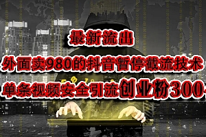 最新流出:外面卖980的抖音暂停截流技术单条视频安全引流创业粉300+