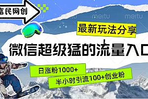 最新玩法分享!微信最猛的流量入口,半小时引流100+创业粉!!