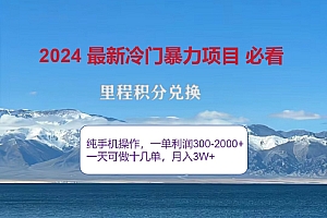 2024惊爆冷门暴利!出行高峰来袭,里程积分,高爆发期,一单300+—2000+,月入过万不是梦!