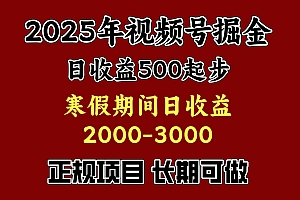 最新视频号项目,单账号日收益500起步,寒假期间日收益2000-3000左右,