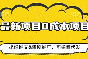最新项目 0成本项目,小说推文短剧推广,可偷懒代发