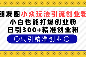 朋友圈小众玩法引流创业粉,小白也能打爆创业粉,日引300+精准创业粉