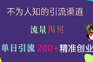 不为人知的引流渠道,流量揭秘,实测单日引流200+精准创业粉