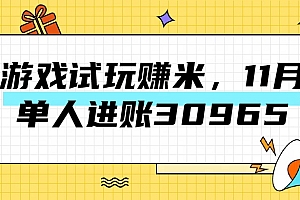 热门副业,游戏试玩赚米,11月单人进账30965,简单稳定!