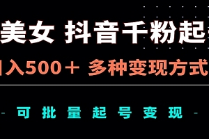 AI美女抖音千粉起号玩法,日入500+,多种变现方式,可批量矩阵起号出售!