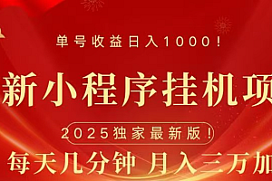 小程序挂机项目,轻松月入三万+