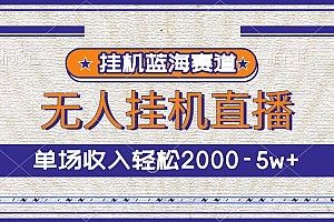 挂机蓝海赛道,无人挂机直播,单场收入轻松2000-5w+