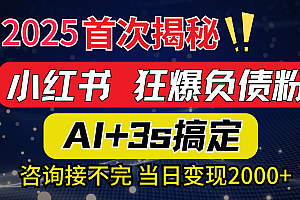 2025引流天花板:最新小红书狂暴负债粉思路,咨询接不断,当日入2000+