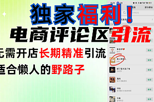简单有效长期引流,电商评论引流法,无需开店长期精准引流,适合懒人干就完了!
