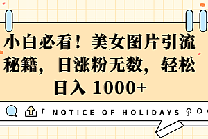 小白必看!美女图片引流秘籍,日涨粉无数,轻松日入 1000+