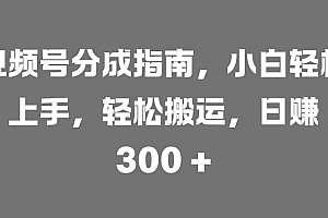 视频号分成指南,小白轻松上手,轻松搬运,日赚 300 +