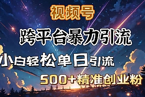 视频号跨平台暴力引流,小白轻松单日引流500+精准创业粉