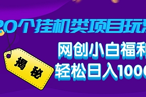 揭秘20个挂机类项目玩法 网创小白福利 轻松日入1000+
