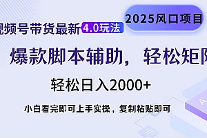 视频号带货最新4.0玩法,作品制作简单,当天起号,复制粘贴,脚本辅助,轻松矩阵日入2000+