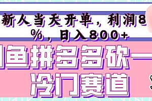 咸鱼拼夕夕砍一刀冷门暴力赛道,新人当天开单,利润百分之八十,日入 800+