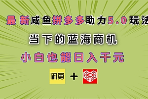 最新闲鱼拼多多助力玩法 当下的蓝海商机 新手小白也能轻松操作 实现日入千元