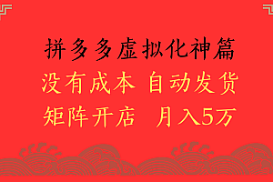 2025年最新暴力起店玩法,拼多多虚拟电商化神篇,月入5万+