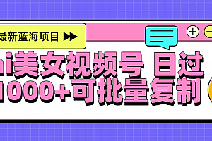 2025年最新蓝海项目 ai美女视频号 日入1000+ 可批量复制