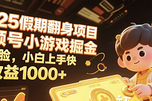 2025假期翻身项目,视频号小游戏掘金,不露脸,小白上手快,日收益1000+