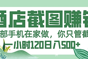 美团酒店截图,一部手机在家做,你只管截图,一小时 120,一天 500+