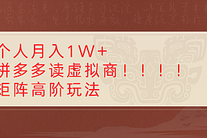 个人月入1W+拼多多读虚拟商矩阵高阶玩法