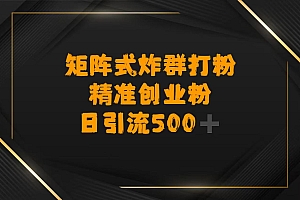 矩阵炸群打粉,日引流500➕精准创业粉