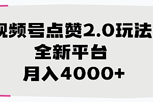 视频号点赞2.0玩法,月入4000+,全新平台