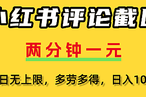 小红书评论区评论截图,一分钟2条,日入几千,多劳多得