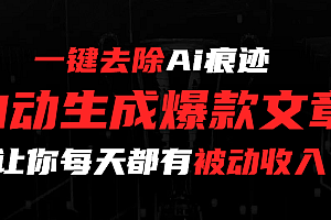 一键去除Ai痕迹,全自动生成爆款文章,让你每天都有睡后收入