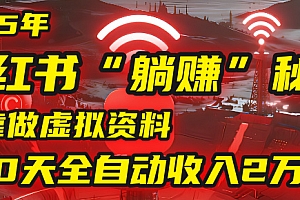 2025年,小红书的“躺赚”秘密被我扒出来了,靠做虚拟资料,30天全自动收入2万块!