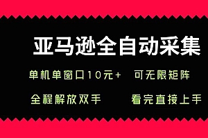 亚马逊全自动采集,单机单窗口一天10+,可无限矩阵去做