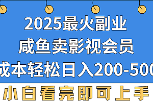 2025最火副业,闲鱼卖vip影视会员,零成本日入200-500