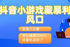 普通人必看:抖音小游戏藏暴利风口,单日稳赚2000+,逆袭机遇来了