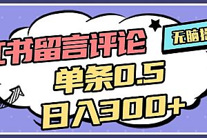 2025年最新小红书评论单条0.5元,日入300+,无上限,详细操作流程