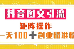 抖音图文引流 矩阵操作 一天100+创业精准粉(5节视频课+素材模板)