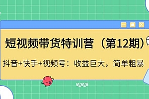 短视频带货特训营(第12期)抖音+快手+视频号