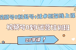 视频号·0粉起号+话术框架线上课:视频号0到1运营培训班(20节课)