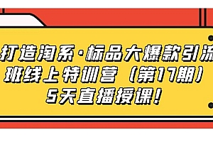 打造淘系·标品大爆款引流班线上特训营5天直播授课!