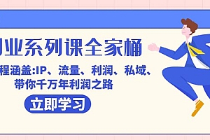 创业系列课-全家桶,9大课程涵盖:IP 流量 利润 私域 带你千万年利润之路