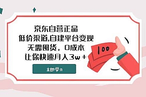 京东自营正品,低价渠道,自建平台变现,无需囤货,0成本,让你快速月入3w+