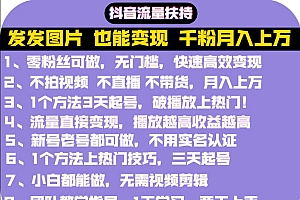 抖音发图就能赚钱:千粉月入上万实操文档,全是干货