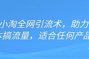 2022年小淘全网引流术,助力零成本搞流量,适合任何产品