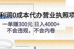 高利润0成本代办营业执照项目:不会违规,不会内卷
