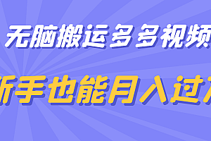 无脑搬运多多视频,新手也能月入过万