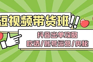 短视频带货内训营:抖音出单攻略,吃透/账号运营/奥秘,轻松带货