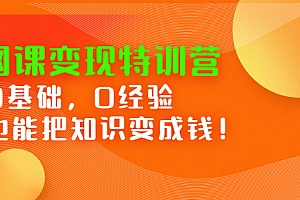 网课变现特训营,0基础,0经验也能把知识变成钱